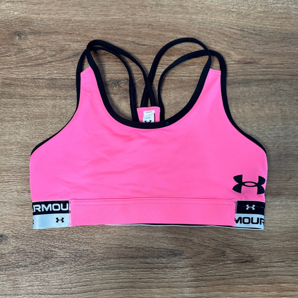 Girl’s YM Under Armour Hot Pink and Black Women's Sports Bra